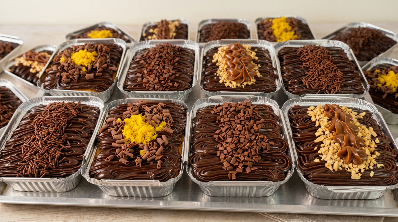 Bolos de brigadeiro em marmitinhas